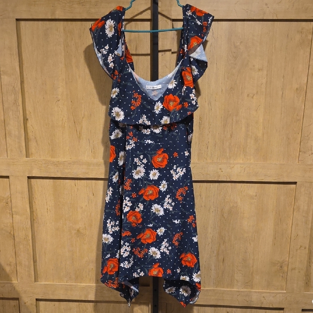 (J57) Rosegal Navy Floral Midi Dress Sz XL off Shoulder Sexy Look - Picture 7 of 9